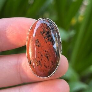 Size 7 925 silver plated mahogany obsidian‎ ring